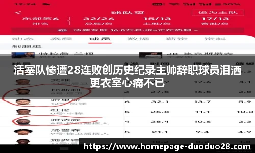 活塞队惨遭28连败创历史纪录主帅辞职球员泪洒更衣室心痛不已